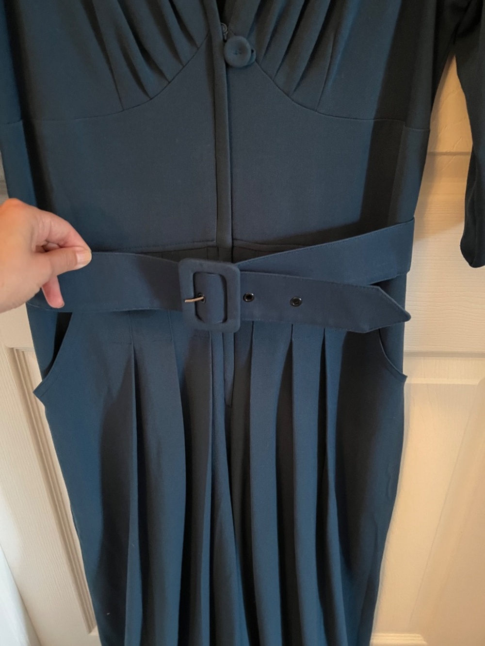 Anthropologie Miss Candyfloss Giada wide leg jumpsuit in teal - Picture 8 of 14